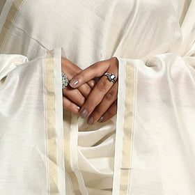 White - original gond handpainted handloom chanderi silk