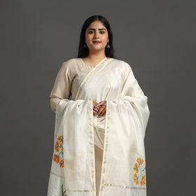 White - original gond handpainted handloom chanderi silk