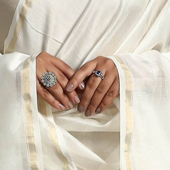 White - original gond handpainted handloom chanderi silk