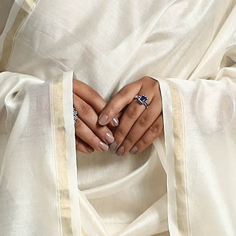 White - original gond handpainted handloom chanderi silk