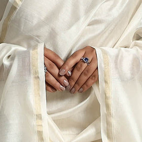 White - original gond handpainted handloom chanderi silk