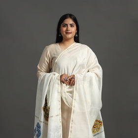 White - original gond handpainted handloom chanderi silk