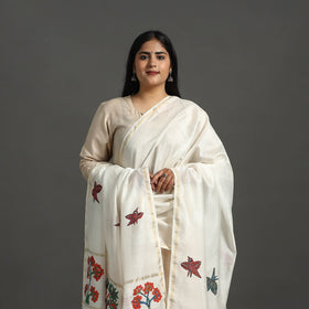 White - original gond handpainted handloom chanderi silk