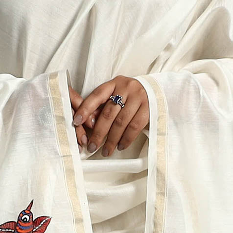 White - original gond handpainted handloom chanderi silk