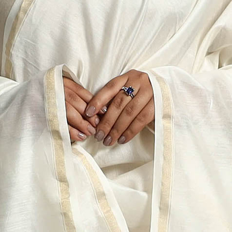 White - original gond handpainted handloom chanderi silk