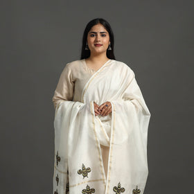 White - original gond handpainted handloom chanderi silk
