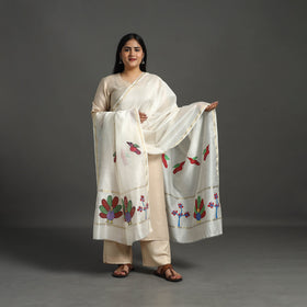 White - original gond handpainted handloom chanderi silk
