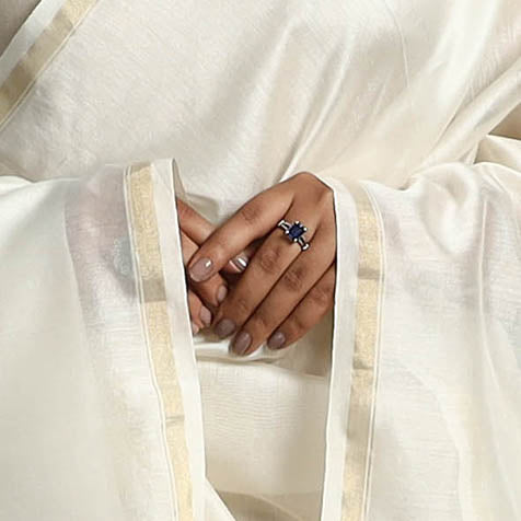 White - original gond handpainted handloom chanderi silk