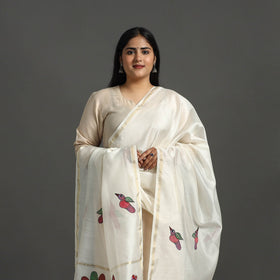 White - original gond handpainted handloom chanderi silk