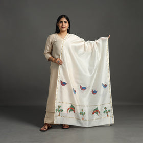 White - original gond handpainted handloom chanderi silk