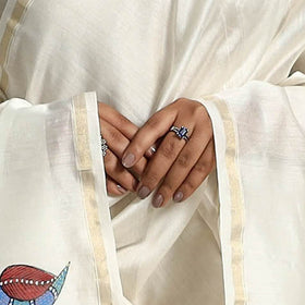 White - original gond handpainted handloom chanderi silk