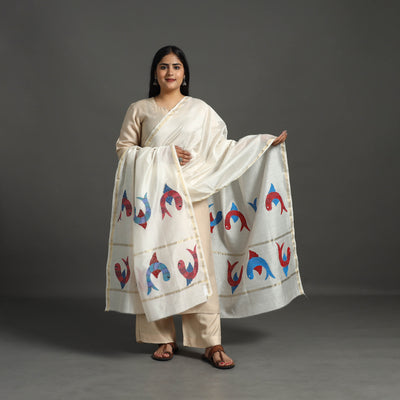 White - original gond handpainted handloom chanderi silk