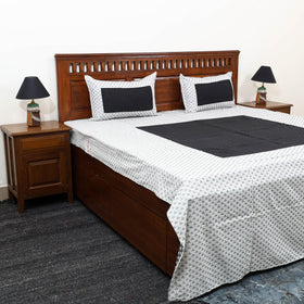 White - patchwork cotton double jacquard bed sheet set 36