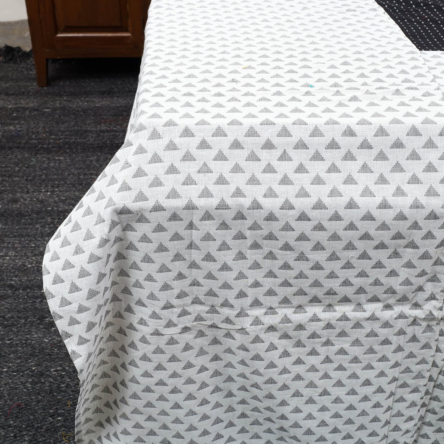 White - patchwork cotton double jacquard bed sheet set 36