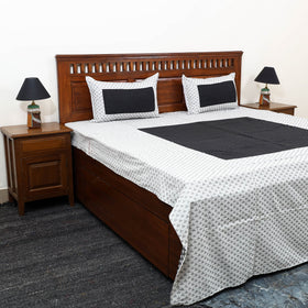 White - patchwork cotton double jacquard bed sheet set 36