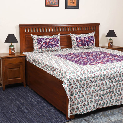 Patchwork hand double sanganeri bedsheet set (108 x 90 in)