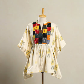 Off white - patchwork pochampally ikat cotton kaftan