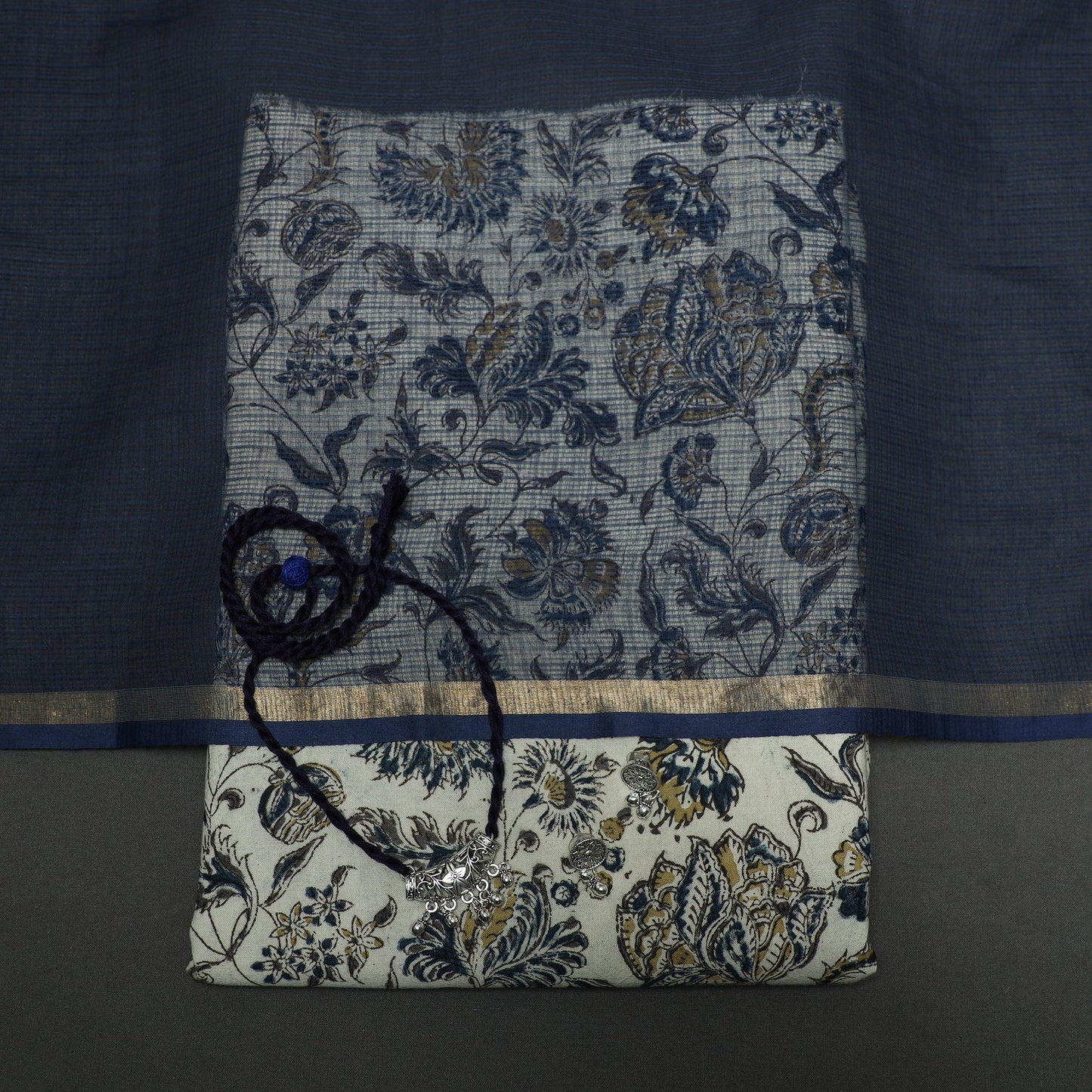 Pedana kalamkari hand block print natural dyed cotton 2pc