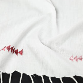 White Phulkari Hand Embroidery Cotton Handloom Stole