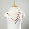 White Phulkari Hand Embroidery Linen Handloom Scarf 