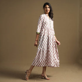 Buy Sanganeri Block Printed Cotton Flared Dress Online at iTokri.com