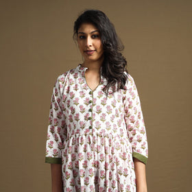 Buy Sanganeri Block Printed Cotton Flared Dress Online at iTokri.com