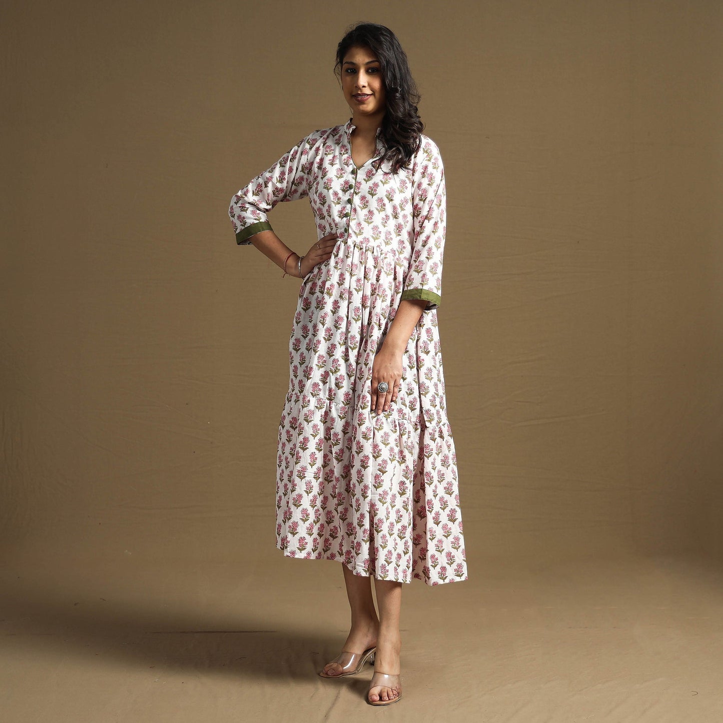 Buy Sanganeri Block Printed Cotton Flared Dress Online at iTokri.com