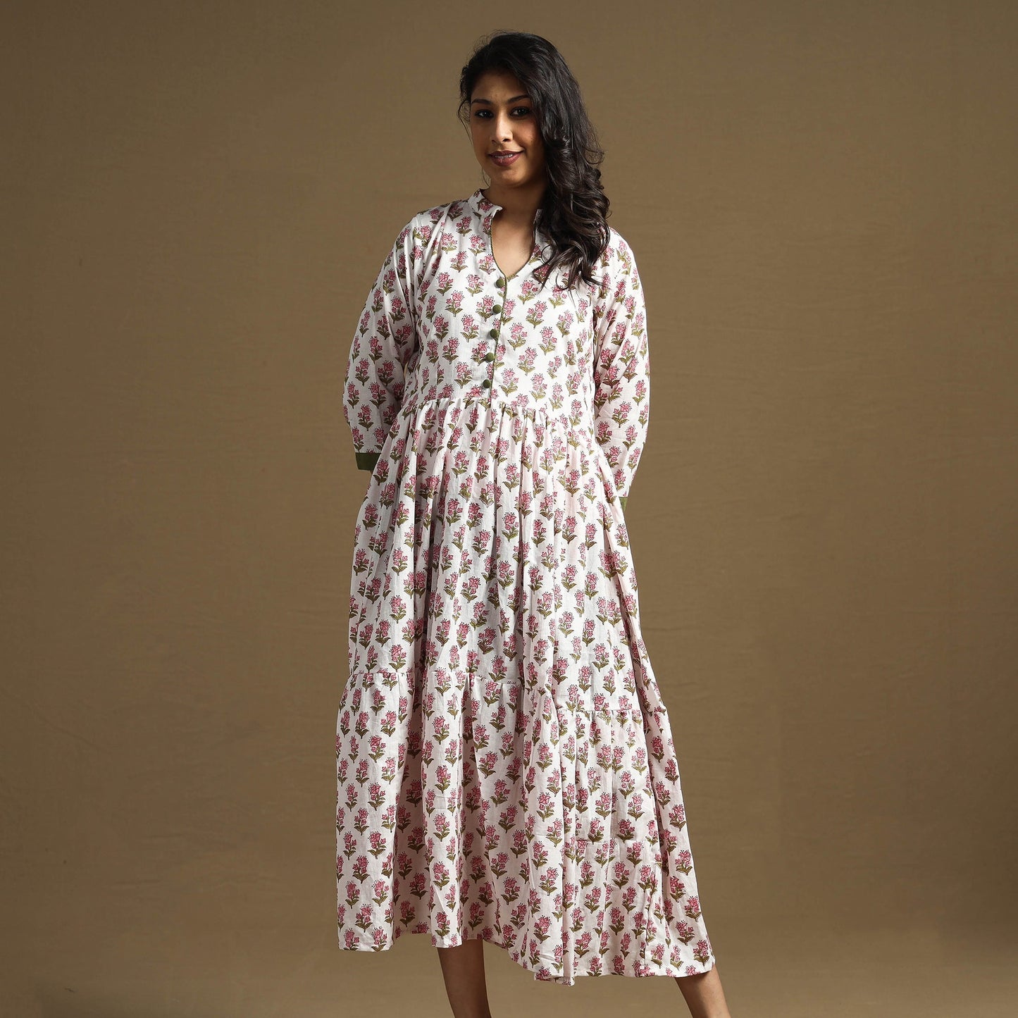 Buy Sanganeri Block Printed Cotton Flared Dress Online at iTokri.com