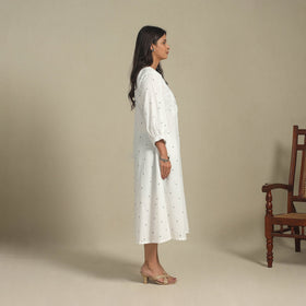 White - pintuck cotton jacquard dress 10 - handcrafted