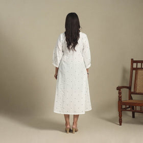 White - pintuck cotton jacquard dress 10 - handcrafted