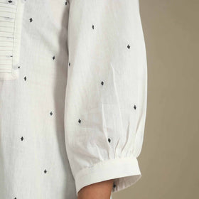 White - pintuck cotton jacquard dress 10 - handcrafted