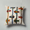 White Pipli Applique Work Cotton Cushion Cover
