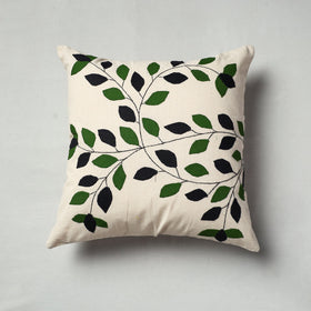 White Pipli Applique Work Cotton Cushion Cover