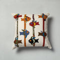 White Pipli Applique Work Cotton Cushion Cover