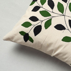 White Pipli Applique Work Cotton Cushion Cover