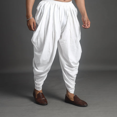 Buy White Plain Cotton Dhoti For Men's