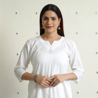  Plain Cotton Full Sleeve Long Straight Kurta for Women