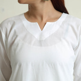  Plain Cotton Full Sleeve Long Straight Kurta for Women