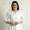  White Plain Cotton Long Straight Kurta for Women