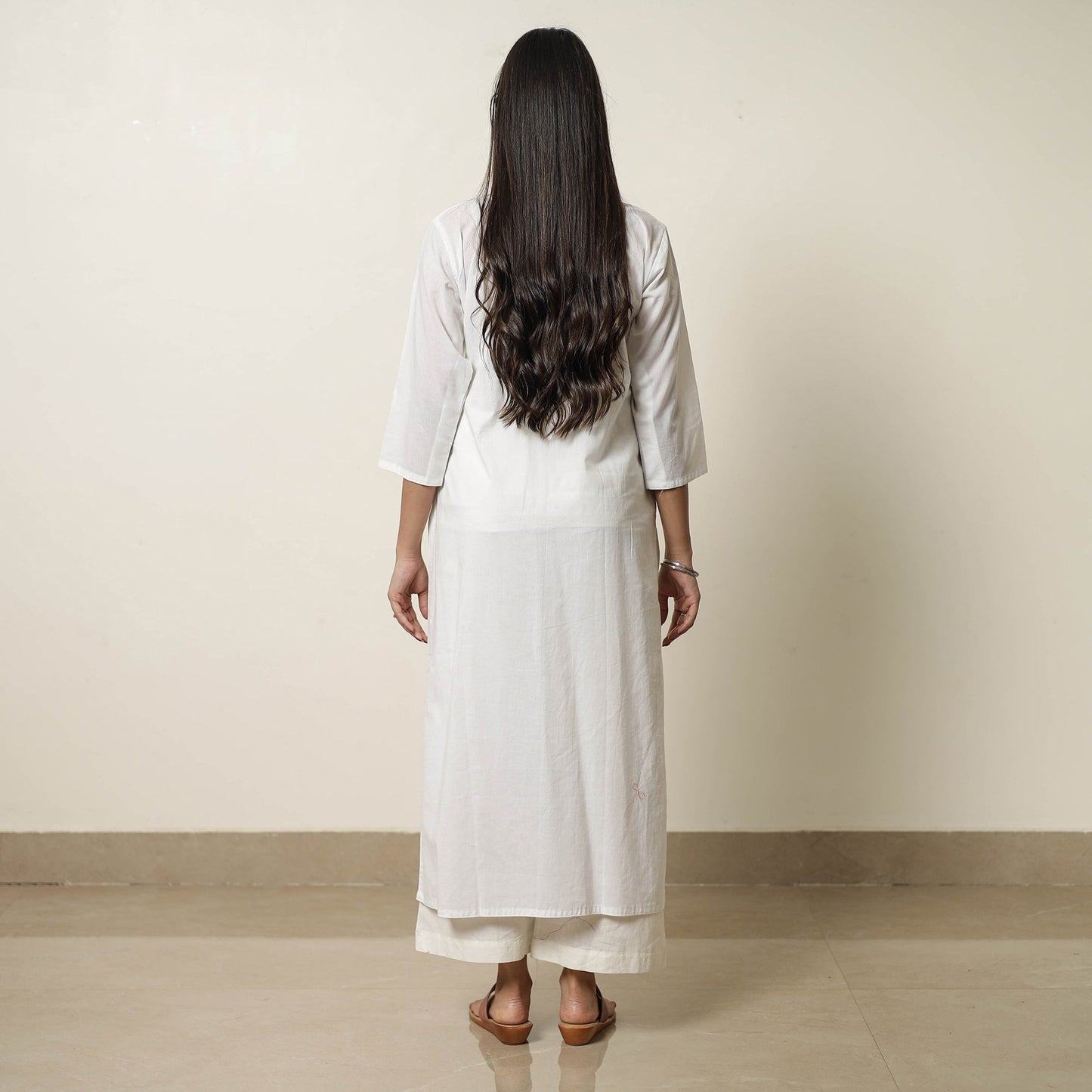 Explore Plain Cotton Long White Straight Kurta for Women