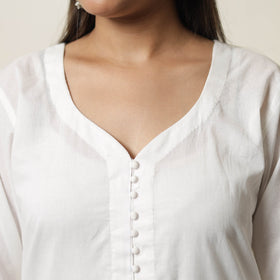 Explore Plain Cotton Long White Straight Kurta for Women
