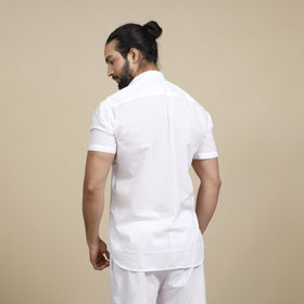 Buy White Plain Cotton Men Half Sleeve Shirt Online 