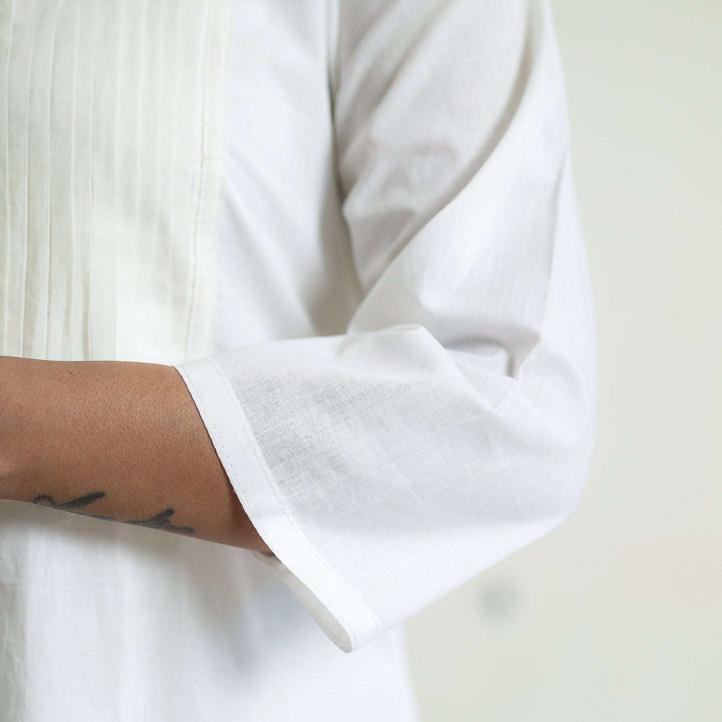  Plain Cotton Pintuck Long Straight Kurta for Women