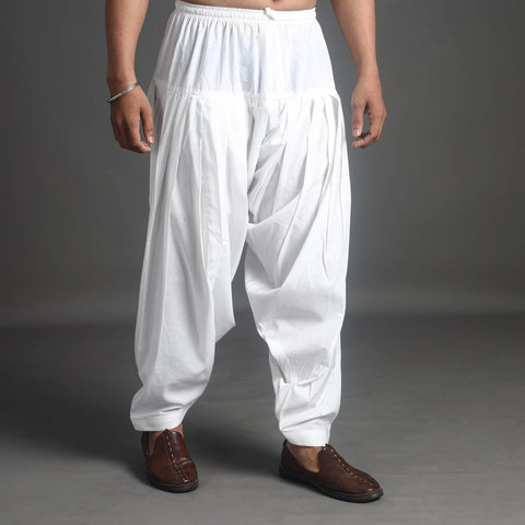 Buy White Plain Cotton Traditional Men's Patiala