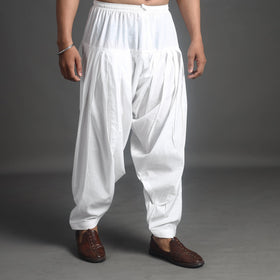Buy White Plain Cotton Traditional Men's Patiala