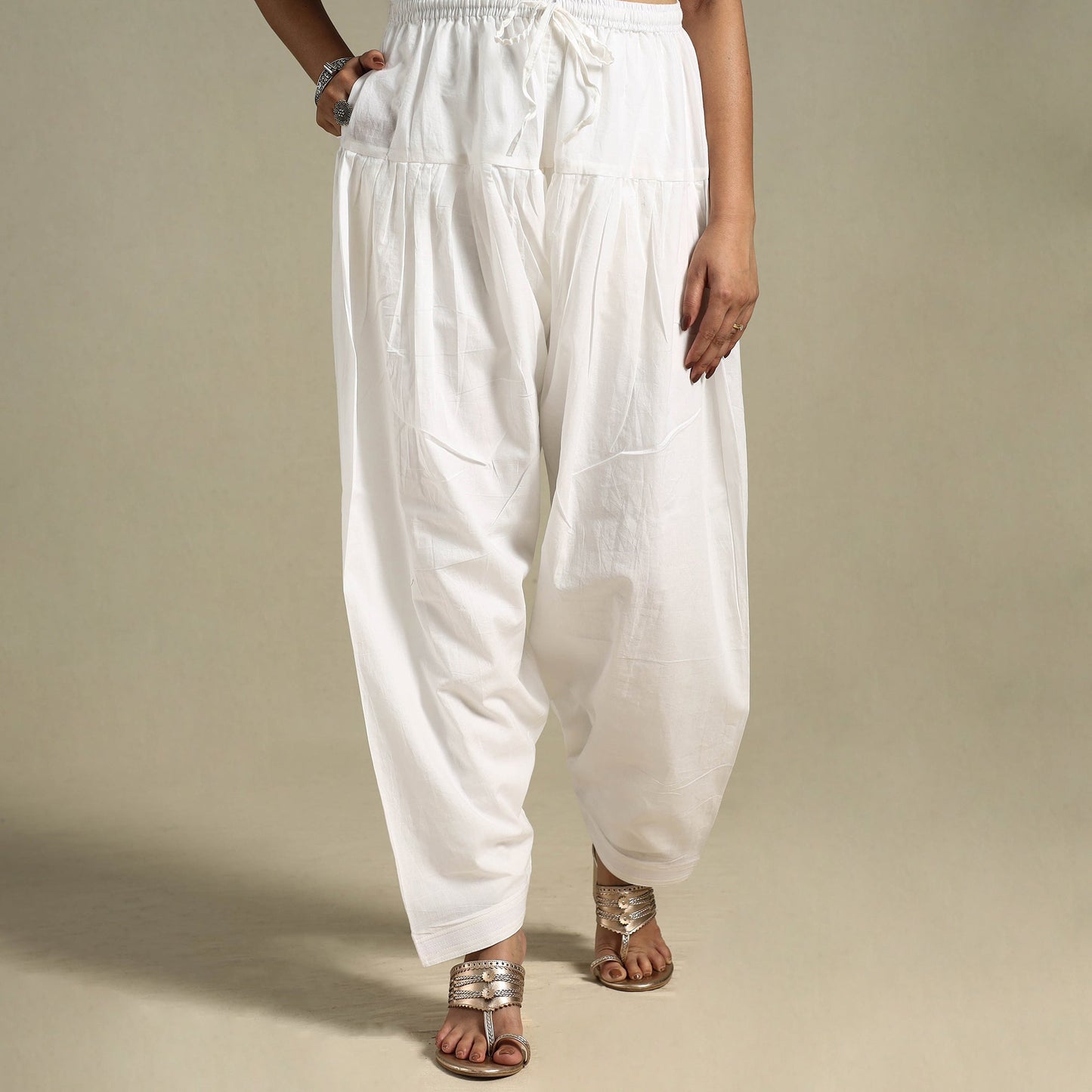 White Plain Cotton Women Salwar