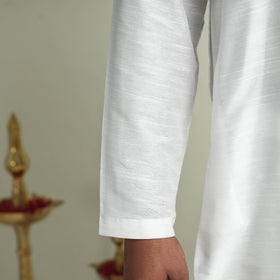 Buy Plain Dyed Slub Silk Men Long Kurta Online at iTokri.com