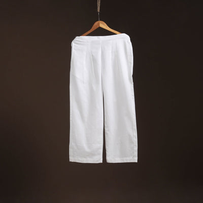 White - plain flex cotton elasticated palazzo 06
