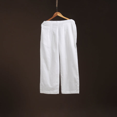 White - plain flex cotton elasticated palazzo 06