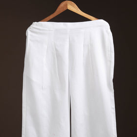 White - plain flex cotton elasticated palazzo 06